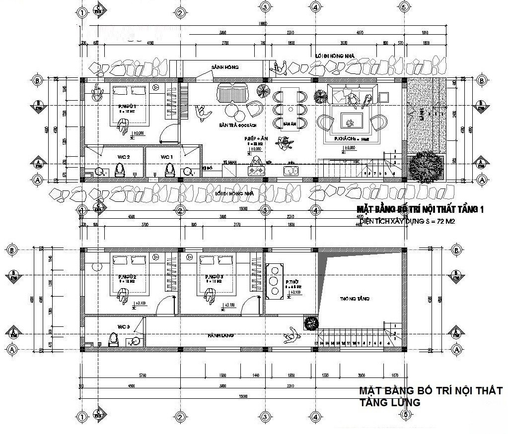 Bản vẽ nhà gác lửng 3 phòng ngủ chi tiết, đầy đủ công năng giá rẻ 500 triệu