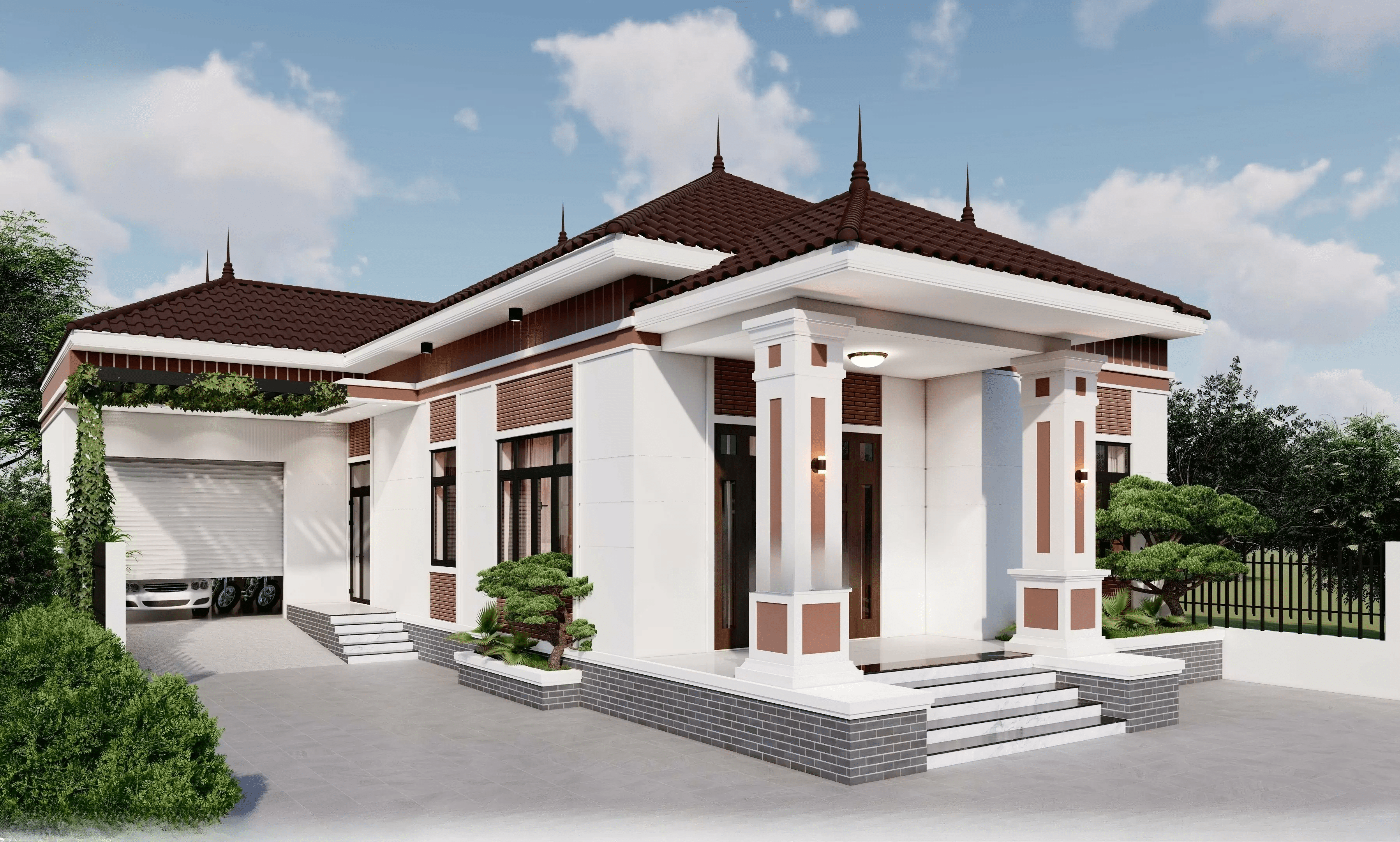 Mẫu nhà cấp 4 nông thôn mái Nhật