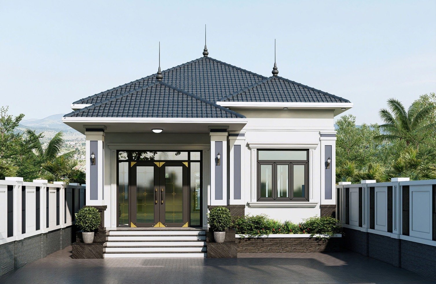 Mẫu nhà cấp 4 mái Nhật 2 phòng ngủ