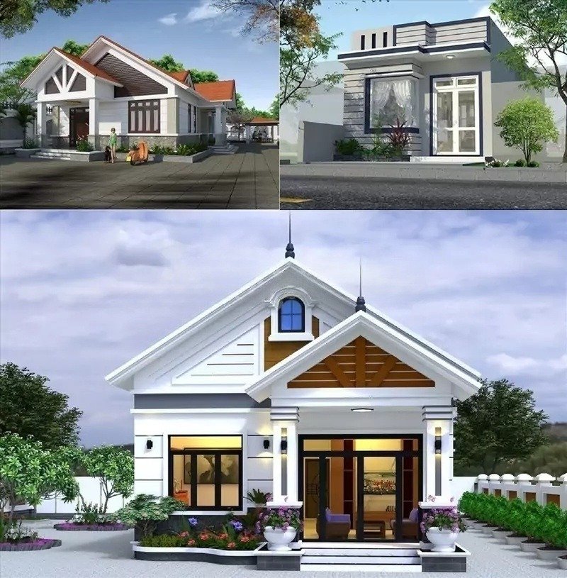 Mẫu nhà cấp 4 nông thôn 3 phòng ngủ hiện đại, đẹp, giá rẻ