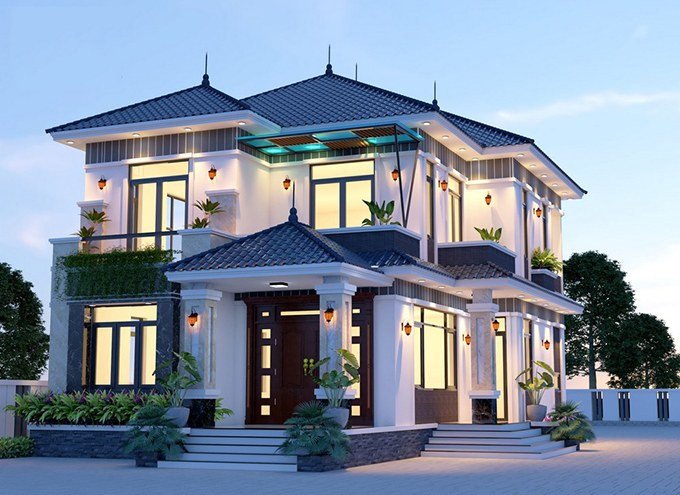 Mẫu nhà mái nhật 2 tầng rộng rãi, đầy đủ tiện nghi