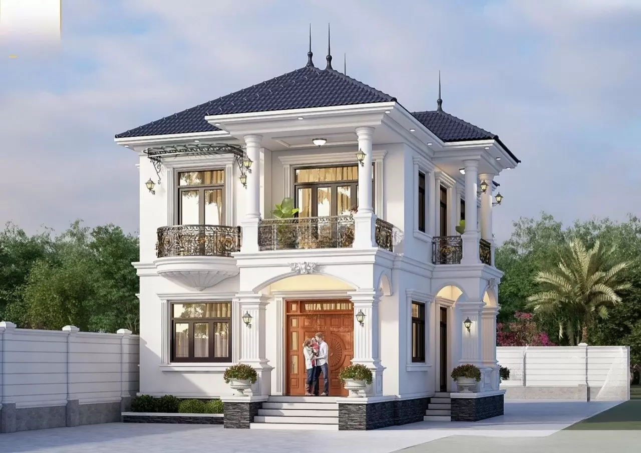 Mẫu nhà mái Nhật phong cách tân cổ điển sang trọng 